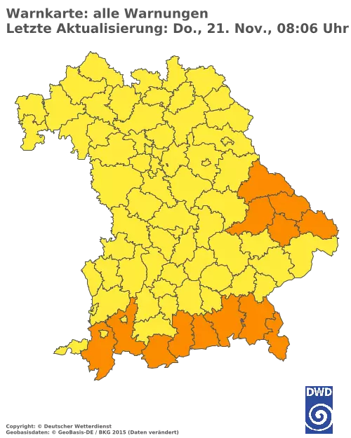 Aktuelle Wetterwarnungen für  Regensburg