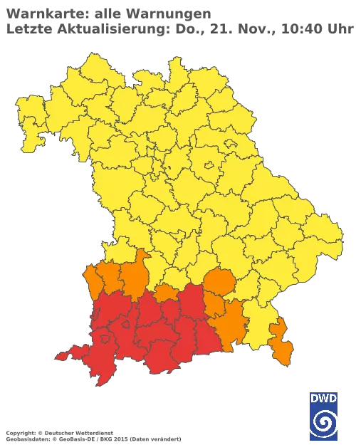 Aktuelle Wetterwarnungen für  Regensburg